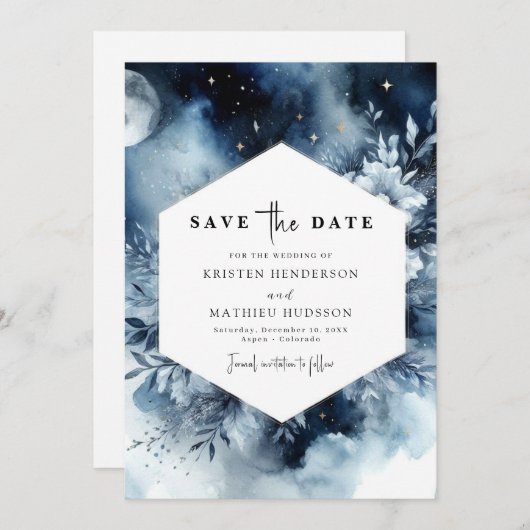 Hemelse Whimsy Maanverlichte bruiloft Save The Date (Voorkant / Achterkant)