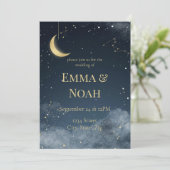 Hemelse Winter Bruiloft Uitnodiging | Marine & Gou (Staand voorkant)