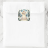 Hemelse Winter Engel Lantaarn van Hoop Vierkante Sticker (Tas)