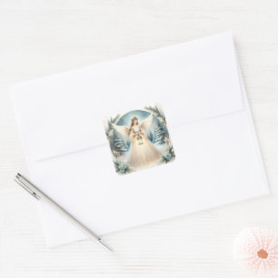 Hemelse Winter Engel Lantaarn van Hoop Vierkante Sticker
