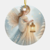 Hemelse Winter Engel Lantaarn van Troost Keramisch Ornament (Voorkant)