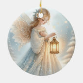 Hemelse Winter Engel Lantaarn van Troost Keramisch Ornament (Achterkant)