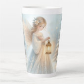 Hemelse Winter Engel Lantaarn van Troost Latte Mok (Voorkant)