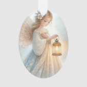 Hemelse Winter Engel Lantaarn van Troost Ornament (voorkant)