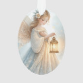 Hemelse Winter Engel Lantaarn van Troost Ornament (achterkant)