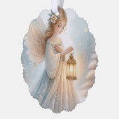 Hemelse Winter Engel Lantaarn van Troost Ornament Kaart (Links)