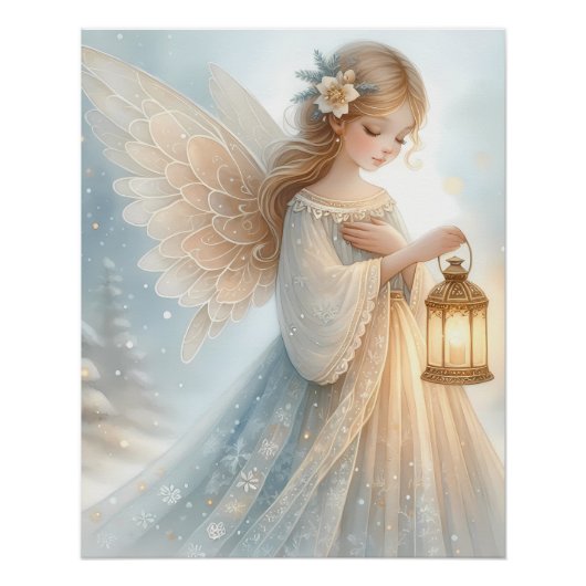 Hemelse Winter Engel Lantaarn van Troost Perfect Poster (Voorkant)