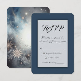 Hemelse Winter Middernacht Sparkle Bruiloft RSVP Kaartje
