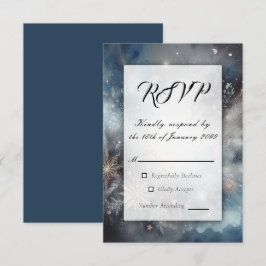 Hemelse Winter Middernacht Sprankelende Bruiloft RSVP Kaartje