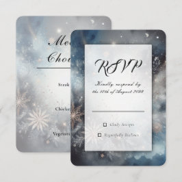 Hemelse Winter Middernacht Sprankelende Bruiloft RSVP Kaartje