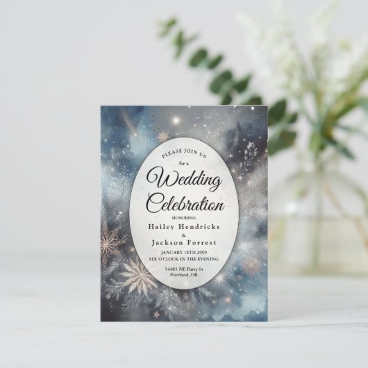 Hemelse Winter Midnight Sparkle Kaart (Staand voorkant)