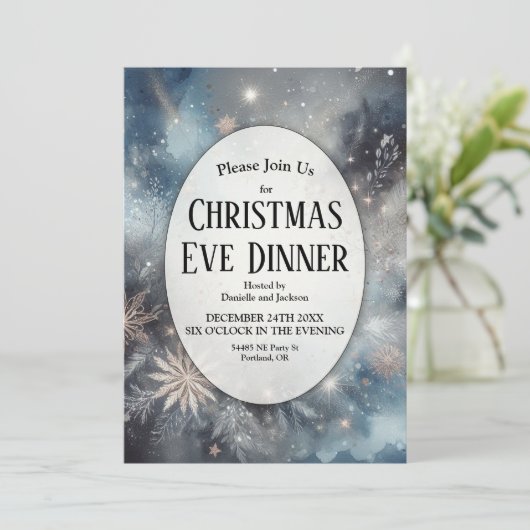 Hemelse Winter Midnight Sparkle Kerstavond Kaart (Staand voorkant)