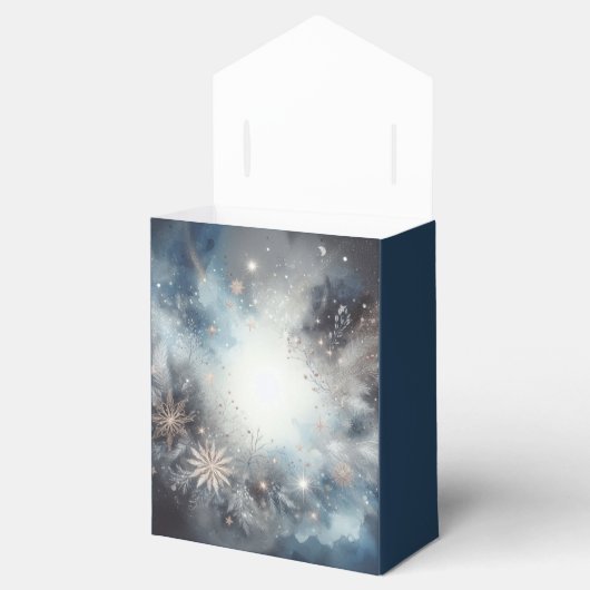 Hemelse Winter Midnight Sparkle Wedding Bedankdoosjes (Geopend)