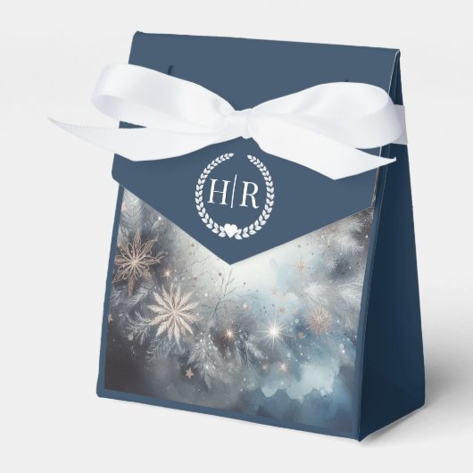 Hemelse Winter Midnight Sparkle Wedding Bedankdoosjes (Voorkant Zijde)