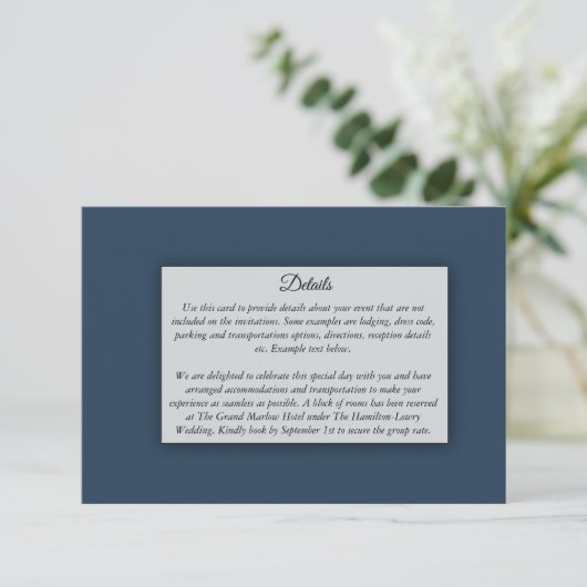 Hemelse Winter Midnight Sparkle Wedding Informatiekaartje (Staand voorkant)