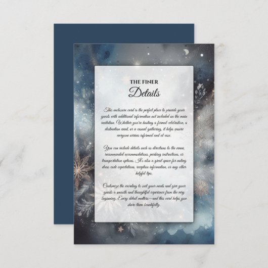 Hemelse Winter Midnight Sparkle Wedding Informatiekaartje (Voorkant / Achterkant)