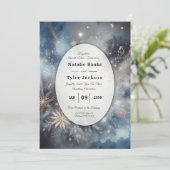 Hemelse Winter Midnight Sparkle Wedding Kaart (Staand voorkant)