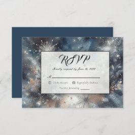 Hemelse Winter Midnight Sparkle Wedding RSVP Kaartje