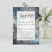 Hemelse Winter Midnight Sparkle Wedding RSVP Kaartje (Staand voorkant)