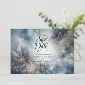 Hemelse Winter Midnight Sparkle Wedding Save The Date (Staand voorkant)