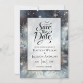 Hemelse Winter Midnight Sparkle Wedding Save The Date (Voorkant)