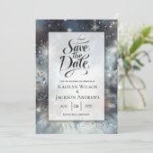 Hemelse Winter Midnight Sparkle Wedding Save The Date (Staand voorkant)