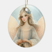 Hemelse Winterengel Lantaarn van Genade Keramisch Ornament (Links)