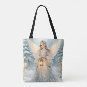 Hemelse Winterengel Lantaarn van Genade Tote Bag (Achterkant)