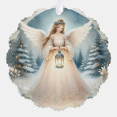 Hemelse Winterengel Lantaarn van Hoop Ornament Kaart (Achterkant)