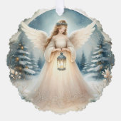Hemelse Winterengel Lantaarn van Hoop Ornament Kaart (Voorkant)