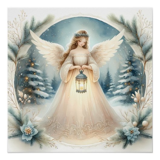 Hemelse Winterengel Lantaarn van Hoop Perfect Poster (Voorkant)