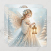 Hemelse Winterengel Lantaarn van Troost Feestdagenkaart (Voorkant / Achterkant)