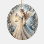 Hemelse Winterengel Lantaarn van Vrede Keramisch Ornament (Links)