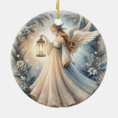 Hemelse Winterengel Lantaarn van Vrede Keramisch Ornament (Achterkant)
