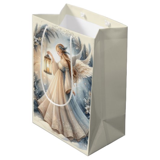 Hemelse Winterengel Lantaarn van Vrede Medium Cadeauzakje (Achterkant Gekanteld)