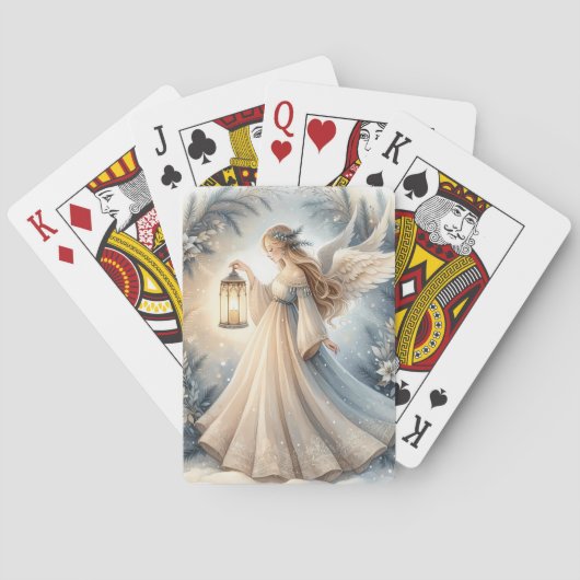 Hemelse Winterengel Lantaarn van Vrede Pokerkaarten (Achterkant)