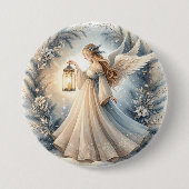 Hemelse Winterengel Lantaarn van Vrede Ronde Button 7,6 Cm (Voorkant)