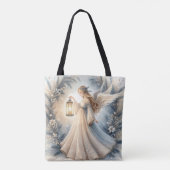 Hemelse Winterengel Lantaarn van Vrede Tote Bag (Achterkant)