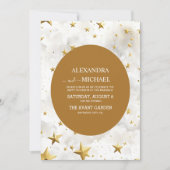 Hemelse Witte en Gouden Sterren Bruiloft Kaart (Voorkant)