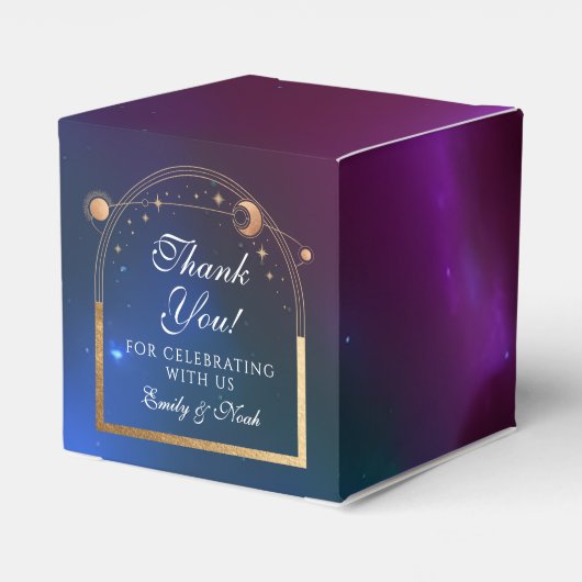 Hemelse Witte Gouden Zon Maan Sterren Huwelijk Bedankdoosjes (Achterkant)