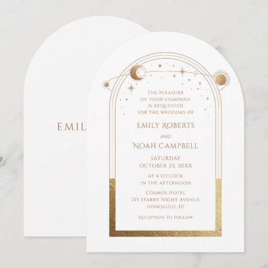 Hemelse Witte Gouden Zon Maansterren Kaart (Voorkant / Achterkant)