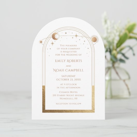 Hemelse Witte Gouden Zon Maansterren Kaart (Staand voorkant)