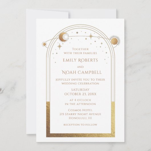 Hemelse Witte Gouden Zon Ster Maan Ruimte Kaart (Voorkant)