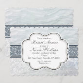 Hemelse Witte Ruffles & Kant Elegante Uitnodiginge Kaart (Voorkant / Achterkant)