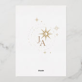 Hemelse witte sterren en gouden bruiloft folie uitnodiging (Achterkant)