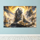 Hemelse Witte Tijger Bewaker van de Maanverlichte  Canvas Afdruk (Insitu (Houten vloer))