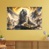 Hemelse Witte Tijger Bewaker van de Maanverlichte  Canvas Afdruk (Insitu (Woonkamer))