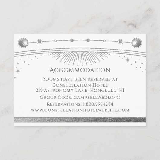 Hemelse Witte Zilveren Mystieke Accommodatie Informatiekaartje (Voorkant)