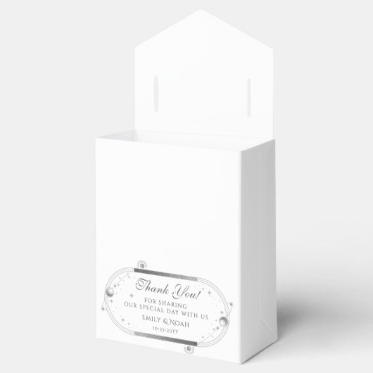 Hemelse Witte Zilveren Zon Maan Sterren Huwelijk Bedankdoosjes (Geopend)