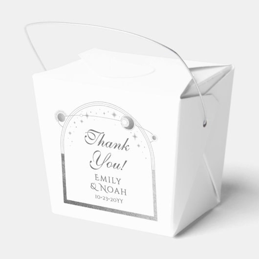Hemelse Witte Zilveren Zon Maan Sterren Huwelijk Bedankdoosjes (Achterkant)